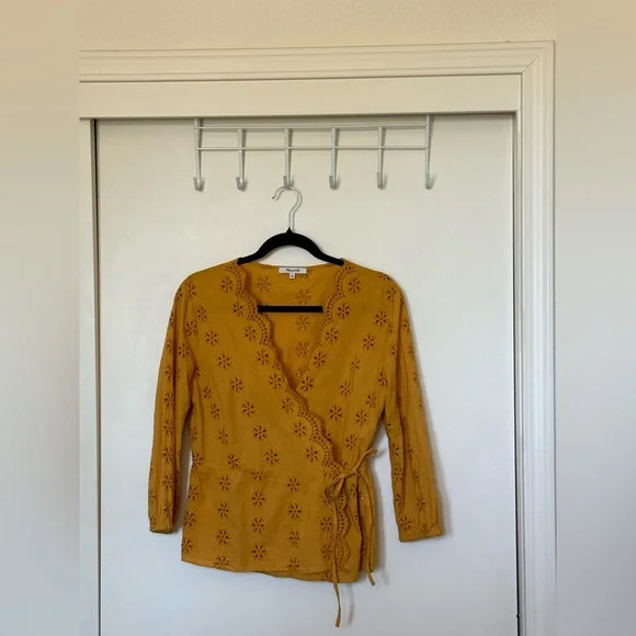 Madewell Scalloped Eyelet Wrap Top - Picture 2 of 9